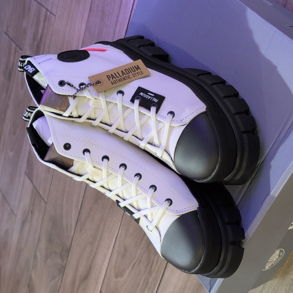 Palladium Black and White High-Top Boots